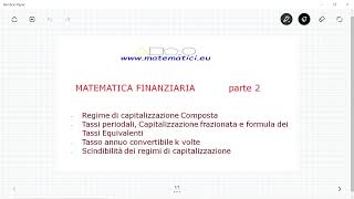 Matematica Finanziaria parte2 [upl. by Tound]