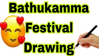 Bathukamma Festival Drawing  Bathukamma Drawing  Happy Bathukamma Drawing Bathukamma Drawing Easy [upl. by Ferri]