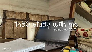 📚1h30 study effectively piano music 🎧 rain sounds pomodoro 255 [upl. by Htiekal118]