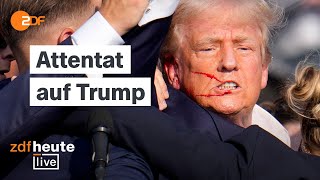 Attentat auf Donald Trump Was bisher bekannt ist  ZDFheute live [upl. by Voletta306]