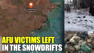 Ukrainian dead left in the snowdrifts of Lyubimovka in Kursk [upl. by Nnaes]