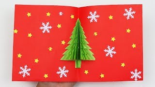 How to Make DIY Easy and Beautiful Christmas Tree Pop Up Card  DIY Pop Up Christmas Card with Tree [upl. by Gans345]