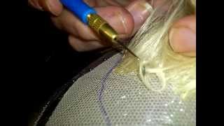 hair knotting  how to knot a hair piece  facial or wig piece  postiche pastiche [upl. by Annayrb]