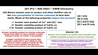 Shell Formation Calcium Carbonate Precipitation  202329U1P1 CAPE Chemistry [upl. by Sarajane813]