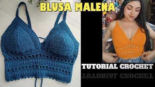 BLUSA MALENA TUTORIAL COMPLETO blusacrochet crochettutorial [upl. by Peltier289]