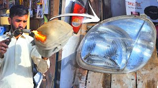 Genius Technique of Polishing an Old Car Headlights  How to Clean Foggy and Cloudy Car Headlight [upl. by Sorvats]