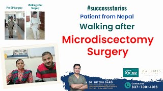 Patient from Nepal walking after Microdiscectomy Surgery Minimally Invasive Spine Surgery [upl. by Kopple431]