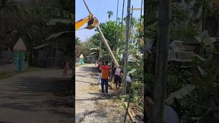 electrical  11kv  steel  pole  installation  for  jcb 3cx  shortsfeed shorts short power [upl. by Dickens]