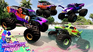 Monster Jam INSANE Racing Freestyle and High Speed Jumps 30  BeamNG Drive  Grave Digger [upl. by Tehc]