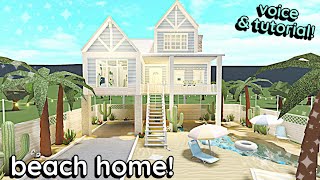 Tropical Bloxburg BEACH HOUSE Build 2 Story Tutorial WITH VOICE [upl. by Nabatse281]