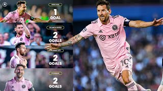 Messi Unbelievable 🔥 4 Matches 7 Goals ✅ All MESSI 🐐 Goals For Inter Miami [upl. by Eardnaed]