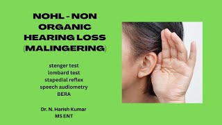 NOHL  NON ORGANIC HEARING LOSS  MBBS  ENT [upl. by Basil671]