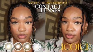 BEST NATURAL BROWN CONTACT LENSES  REVIEW amp TRY ON HAUL  ft ICOICE [upl. by Doria603]