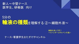 5分で輸液の種類を理解する 2 細胞外液や血管内液） [upl. by Aleacin]