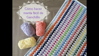 Cómo hacer una manta fácil de crochet paso a paso Tutorial de ganchillo paso a paso en español [upl. by Hakkeber]