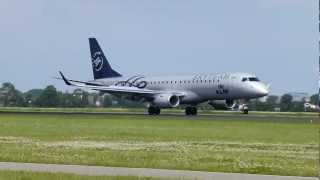 KLM cityhopper SkyTeam colors Embraer 190 Landing in AmsterdamSchiphol [upl. by Ennavoj]