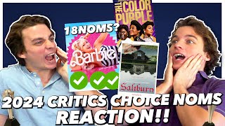 2024 Critics Choice Nominations REACTION Barbie breaks record [upl. by Yarw]