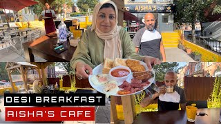 DESI BREAKFAST 🍳 DESI CHAI  PARATA AISHA’S CAFE ROUNDHAY ROAD LEEDS [upl. by Anier159]