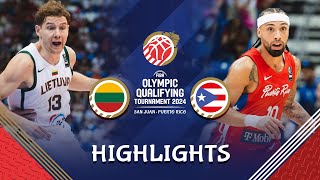 Final Lithuania 🇱🇹 vs Puerto Rico 🇵🇷  Highlights  FIBA OQT 2024 Puerto Rico [upl. by Aniretac]