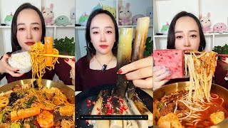 Mukbang ASMR eating Grilled Skewers Bureau Handmade Fried Skewers  Li Xiao Mukbang Ep022 [upl. by Zurek]