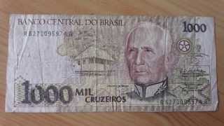 1000 Mil Cruzeiros banknote of the Banco Central do Brasil [upl. by Rothschild]