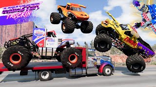 Monster Jam INSANE Racing Freestyle and High Speed Jumps 16  BeamNG Drive  Grave Digger [upl. by Anyg]