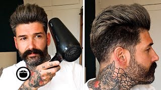 How to Style a Pompadour Hairstyle  Carlos Costa [upl. by Sinned]