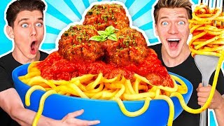 GIANT FOOD CHALLENGE 2 w 100lbs Spaghetti amp Meatballs Plus How To Make Funny Frozen Foods [upl. by Areic]