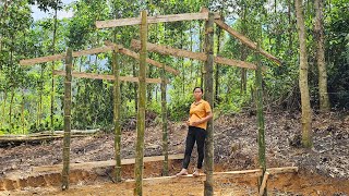 Pregnant girl builds a new place to live  building a stilt house made of bamboo is 30 complete [upl. by Doraj]