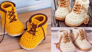 🌈Zapatitos para Bebe Varón a Crochet  Ganchillo PASO A PASO [upl. by Adlitam]