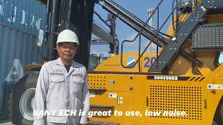 Hutchison Port Thailand—SANY Electric Empty Container Handler SDCE90K8 [upl. by Hallam]