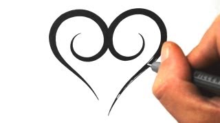 How to Draw a Simple Tribal Heart  Tattoo Design 3 [upl. by Yracaz28]