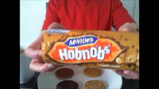 McVities Hobnobs Classic Dark Chocolate Milk Chocolate and Choc Chip Biscuit Review [upl. by Sammie158]