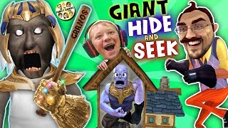 GRANNYs HOUSE Hide n Seek HELLO NEIGHBOR GIANT vs MINI THANOS FGTEEV Funny Game Challenge [upl. by Hcaz760]