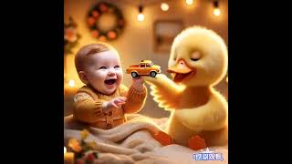 Duckling giving toy to cute baby🦆♥️ duck shorts [upl. by Letitia]