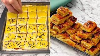 Puff pastry squares the quick and tasty idea for your aperitif [upl. by Kalvn]