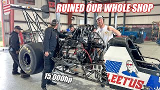 We Tried To Dyno a TOP FUEL Dragster In Our Shop It Was LOUD [upl. by Wald]