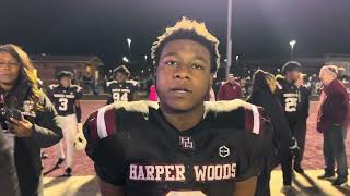 Harper Woods RBDB Colby Bailey discusses 4021 district finals win over Dearborn Divine Child [upl. by Burd]