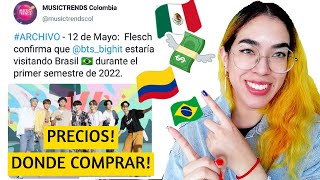 BTS en Latin America 2022  BTS Concierto en Colombia Mexico y Brasil 2022 Precios Donde comprar [upl. by Bettina]