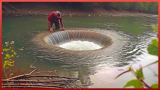 Man Makes Mindblowing Fishing Traps amp Amazing Fishing Techniques  by rampewild [upl. by Alleciram]