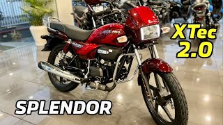 2024 Hero Splendor Plus Xtec 20 Walkaround Review  Splendor Plus Xtec 20 Red Colour  100cc King [upl. by Ettezzus]