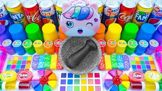 Satisfying Video How To Make Rainbow Unicorn Slime Mixing Makeup Cosmetic Into Glossy Slime ASMR [upl. by Nnylatsirk290]