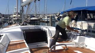 Operating the electric furling mainsail on the Jeanneau 57 [upl. by Yecniuq]