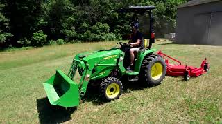 96” FINISH MOWER WORKS ON A 25HP TRACTOR John Deere 3025e [upl. by Adyan]