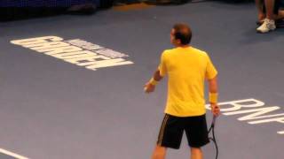 Sampras vs Agassi MSG 2011 Sampras Serve in Slow Motion [upl. by Notluf]