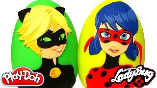 Huevos Sorpresas Gigantes de Ladybug y Cat Noir en Español de Plastilina Play Doh [upl. by Remas]