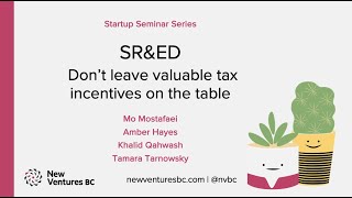 Startup Seminar Series SRampED – don’t leave valuable tax incentives on the table [upl. by Ledniahs]