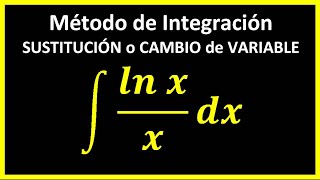 integral de lnxx dx MÉTODO de INTEGRACIÓN SUSTITUCIÓN o CAMBIO de VARIABLE [upl. by Guenna]