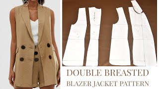 HOW TO MAKE A DOUBLE BREASTED BLAZER JACKET Pattern Tutorial [upl. by Thurber]