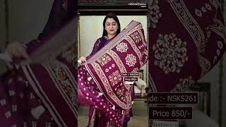 Price 850  Code  NSKS261  Semi Dola Batic Prints With Zari Border semi dolasareedesign [upl. by Vinny499]